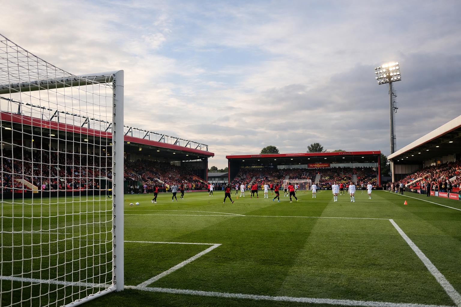 Bournemouth's vitality stadium with just one goal visible and no writing on the stands